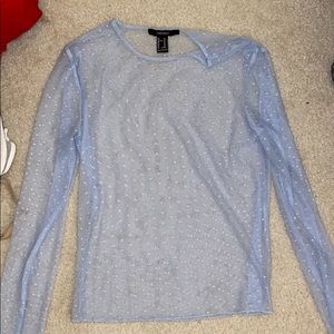 FOREVER 21 MESH BABY BLUE SHIRT